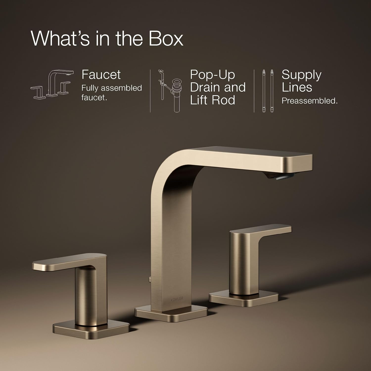 Kohler 23484-4-BV Parallel® Widespread Bathroom Sink Faucet, 1.2 gpm, Vibrant Brushed Bronze