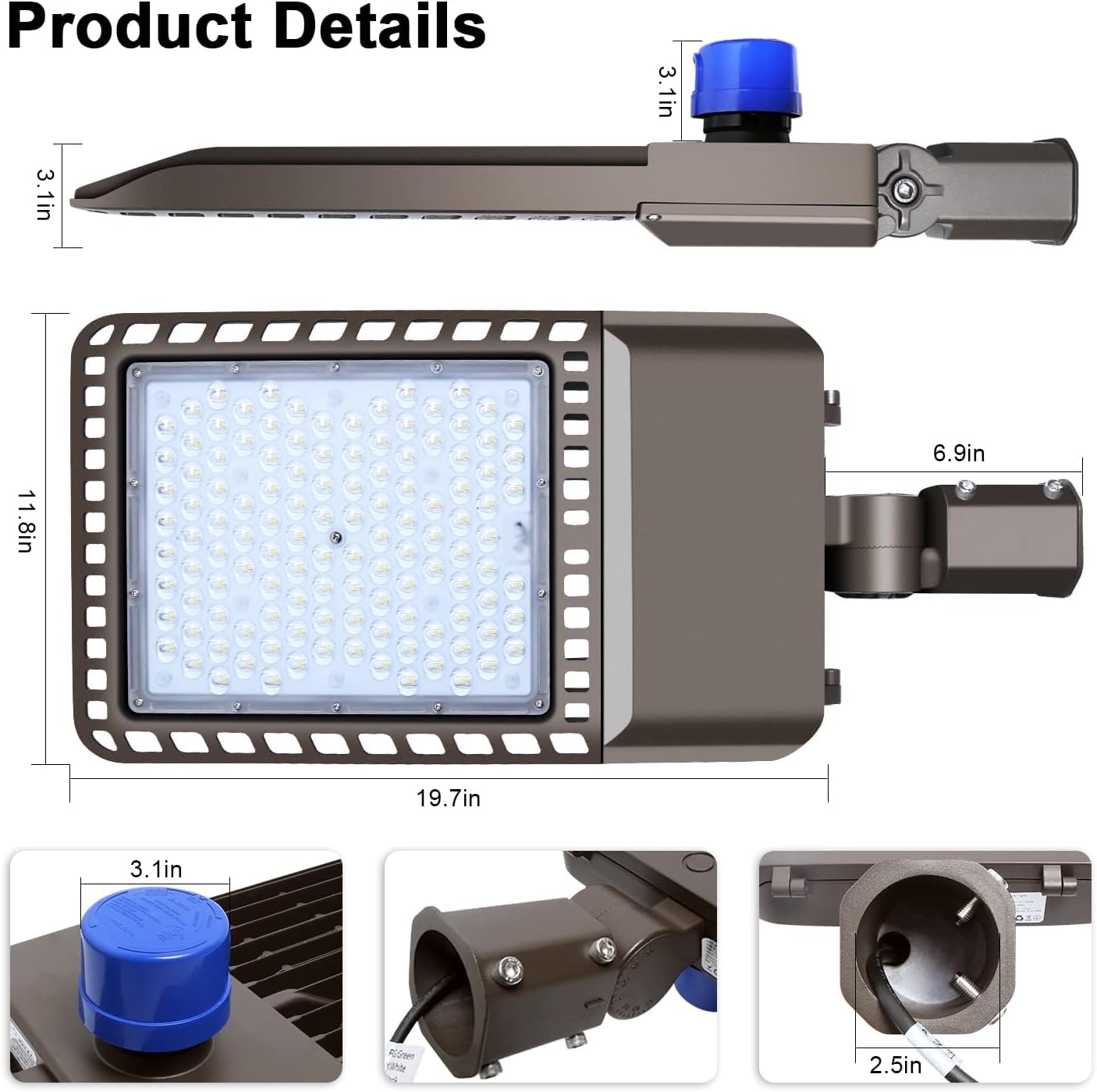 300W LED Parking Lot Light Outdoor 45000LM Bright Dusk to Dawn FloodLights for Street 5500K 100-277V Commercial Security IP65 Waterproof Exterior Lighting Yard Driveway Garage Park 3 Pack