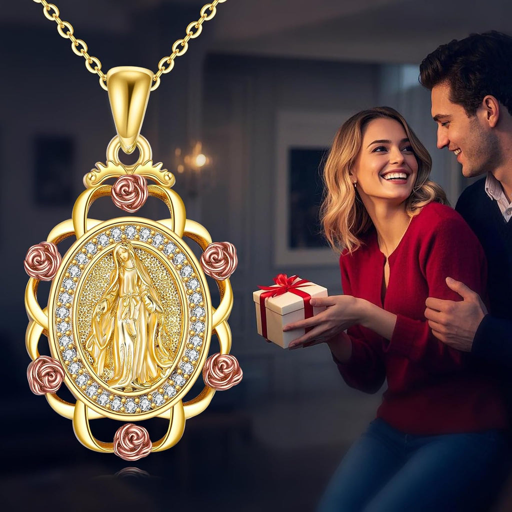 Sterling Silver St Michael/St Christopher/St Barbara/St Jude/St Dymphna/Virgin Mary Necklace Patron Saint Pendant Amulet Medal Religion Jewelry Gifts for Men Women