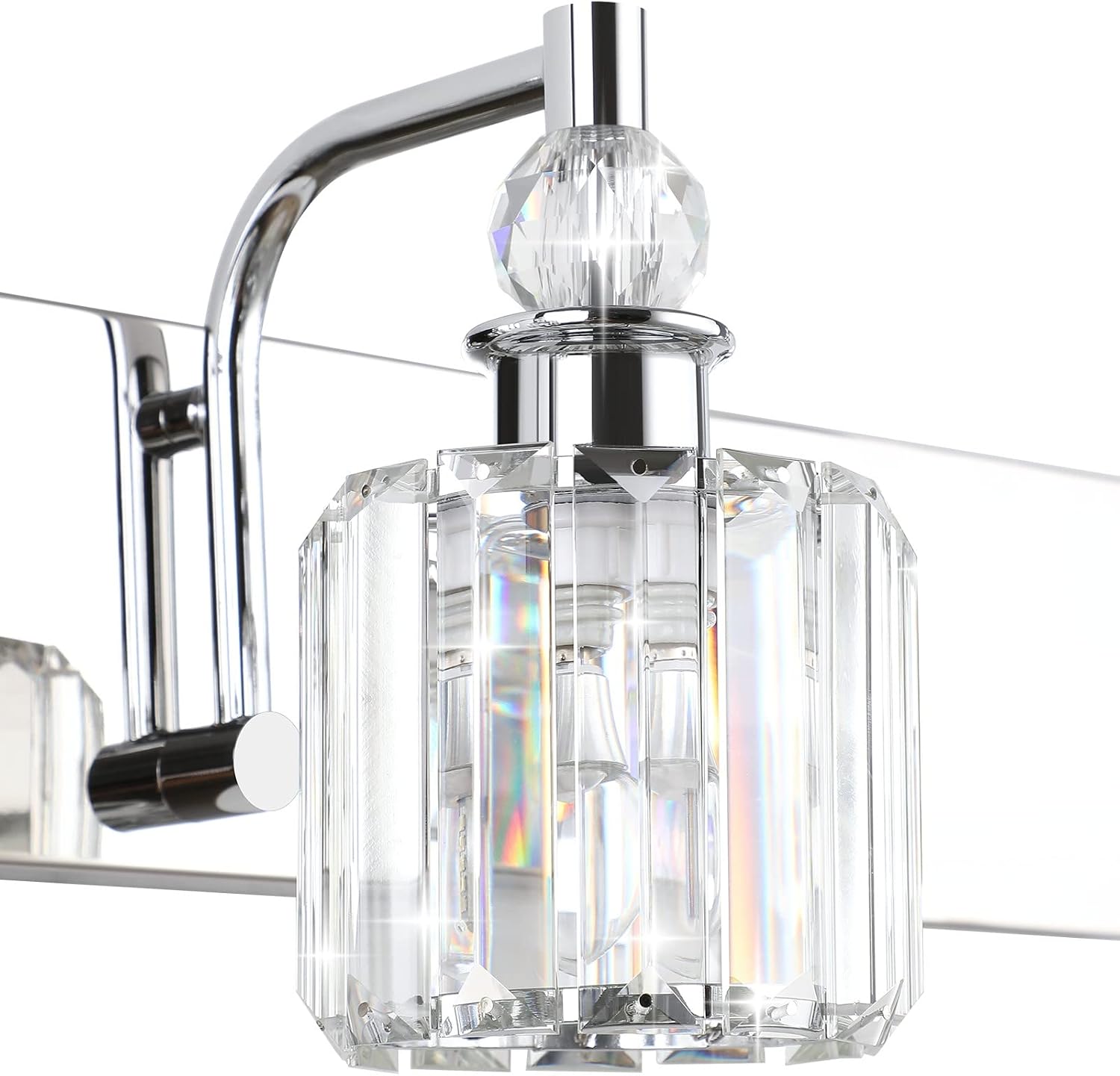 Ralbay Modern Crystal Vanity Lights 5 Light 40' Modern Crystal Bathroom Lights Fixtures Over Mirror Stainless Steel Chrome Vanity Light for Bathroom Wall Lights Fixtures