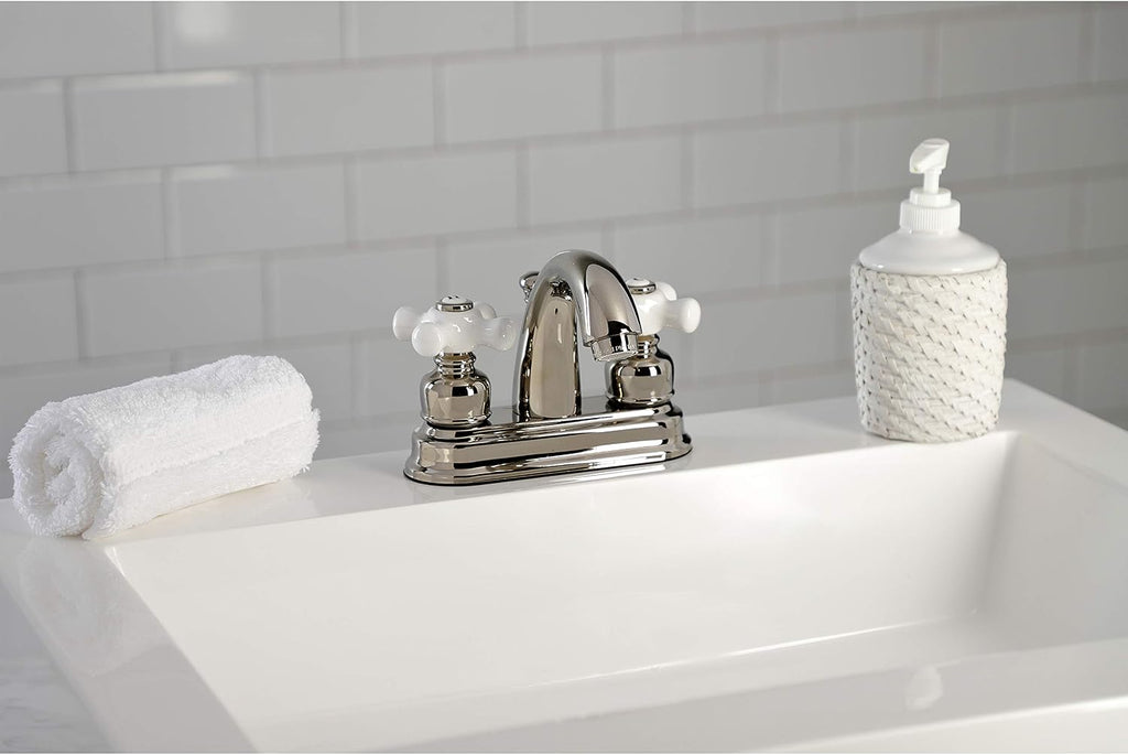 Kingston Brass KB5616PX Restoration 4 in. Centerset Bathroom Faucet, Polished Nickel