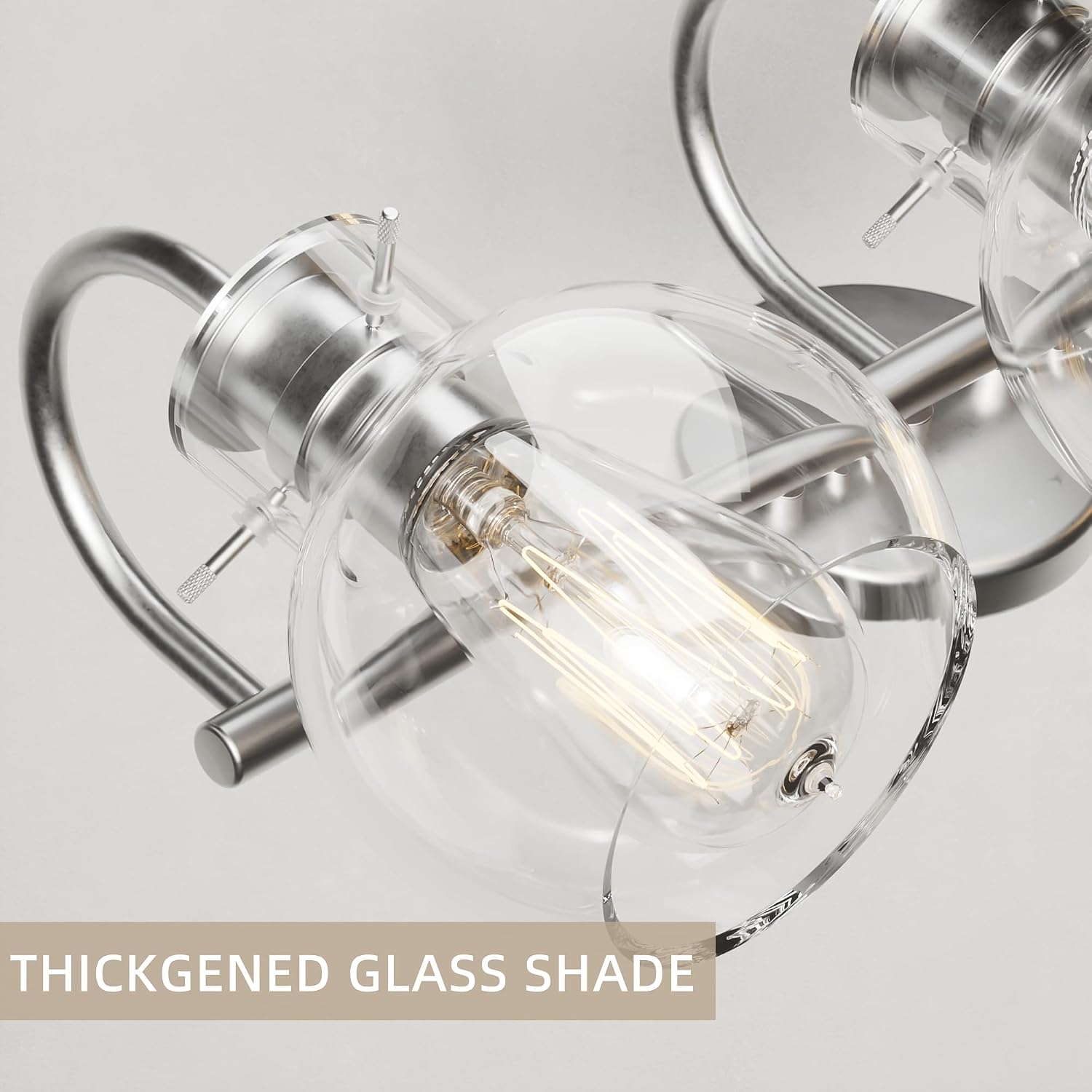 4-Light Bathroom Light Fixtures, Brushed Nickel Vanity Light, Farmhouse Wall Lights with Clear Glass Shade, Bathroom Wall Lamp for Mirror Kitchen Bedroom Hallway Living Room Hallway Cabinet
