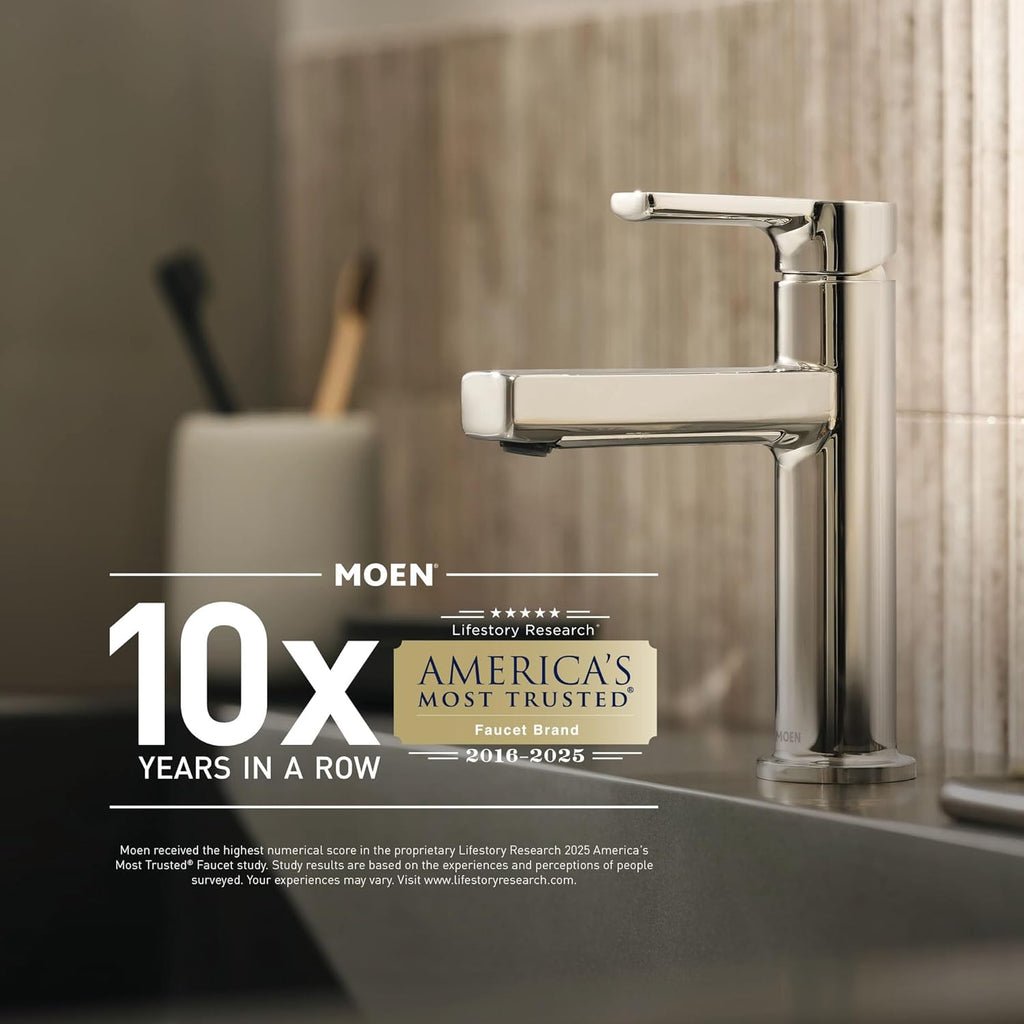 Moen Genta LX Two-Handle Deck Mounted Roman Tub Faucet, Widespread Modern Bathtub Set for Soaking Tub, Valve Required, Brushed Nickel, T908BN