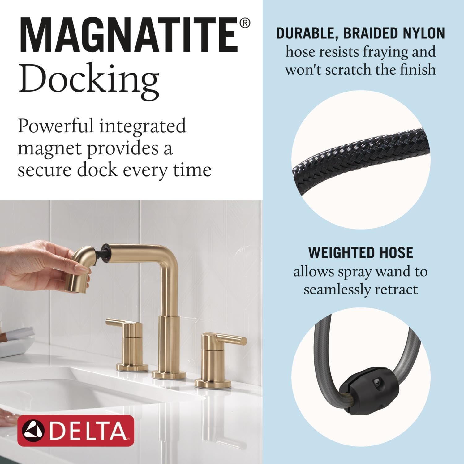 Delta 35849LF-PD Nicoli 1.2 GPM Widespread Bathroom Faucet with Pull Down Spout and Push Pop-Up Drain Assembly - Champagne Bronze