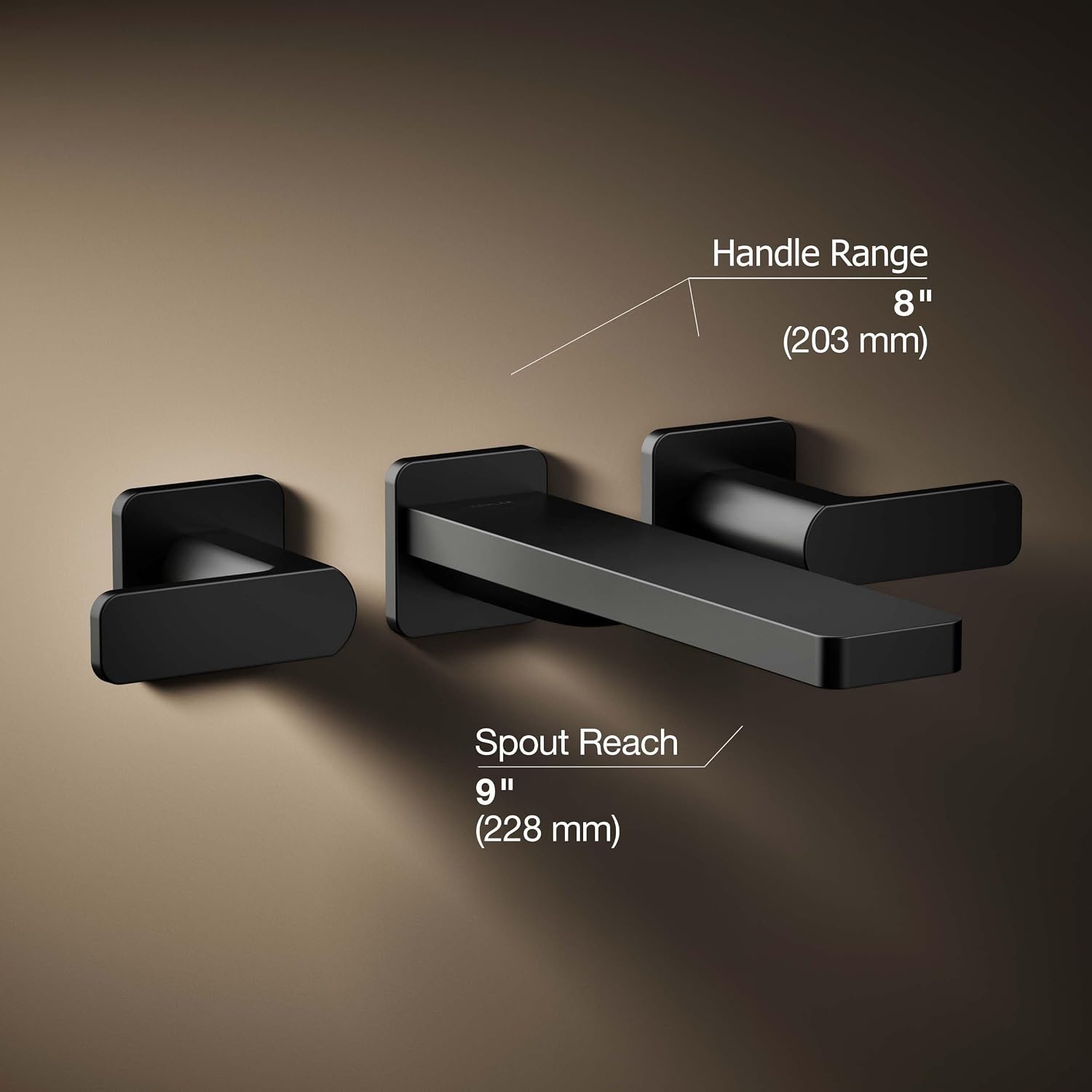 Kohler T23491-4-BL Parallel Two-Handle Wall Mount Bath Faucet Trim with Lever Handles, Matte Black