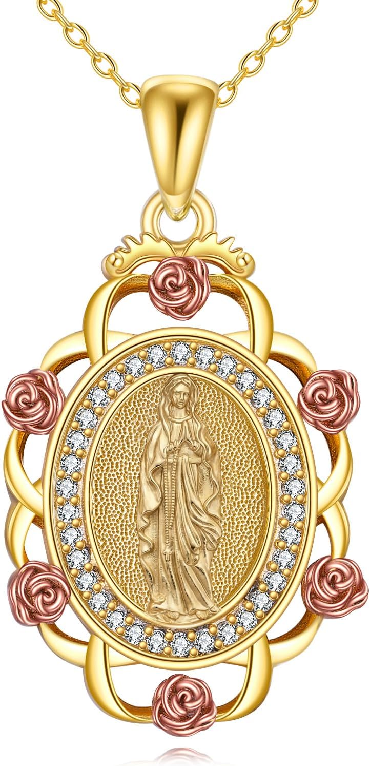 Sterling Silver St Michael/St Christopher/St Barbara/St Jude/St Dymphna/Virgin Mary Necklace Patron Saint Pendant Amulet Medal Religion Jewelry Gifts for Men Women