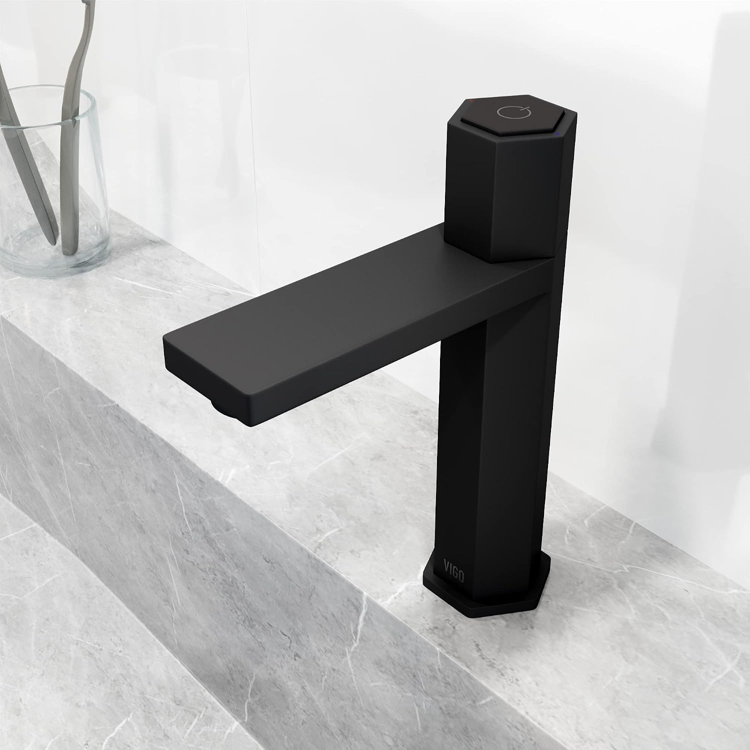 VIGO Nova Single-Handle Single-Hole Mount Bathroom Sink Faucet, 8-Inch, Matte Black, Modern Design, Solid Brass, 1.2 GPM WaterSense & Ceramic Disc Valve, Corrosion-Resistant