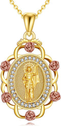 Sterling Silver St Michael/St Christopher/St Barbara/St Jude/St Dymphna/Virgin Mary Necklace Patron Saint Pendant Amulet Medal Religion Jewelry Gifts for Men Women