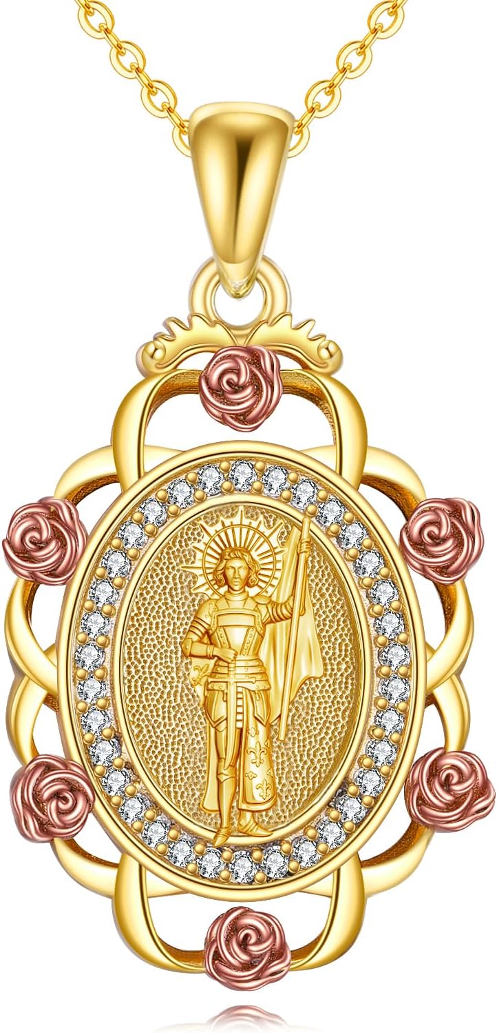 Sterling Silver St Michael/St Christopher/St Barbara/St Jude/St Dymphna/Virgin Mary Necklace Patron Saint Pendant Amulet Medal Religion Jewelry Gifts for Men Women