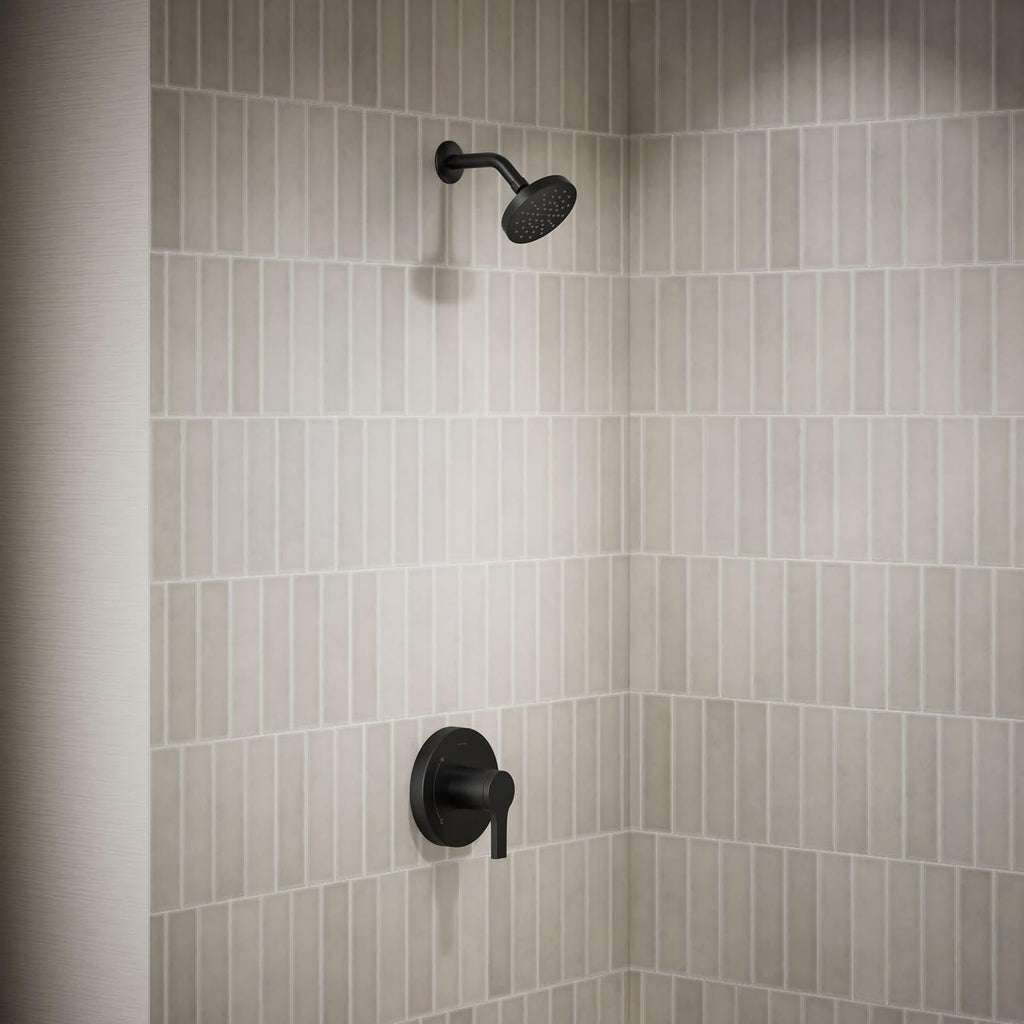 KOHLER TS35321-4G-BL, Elate Rite-Temp Shower Trim with Single Function 1.75 GPM Showerhead, Matte Black, Modern Shower Fixture, Water-Saving Design