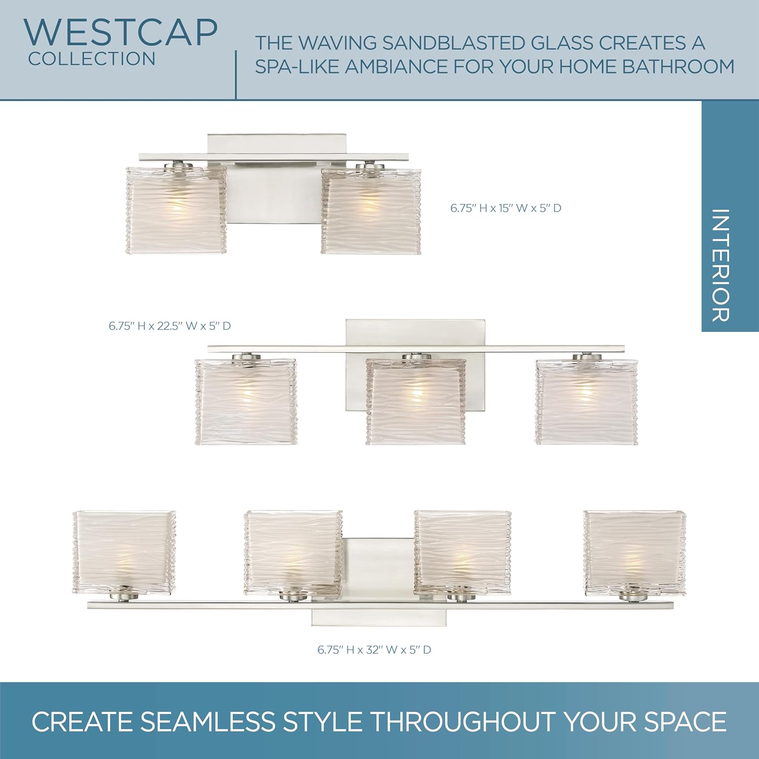 Quoizel Westcap Modern Vanity Lights, 2-Light, 15 Inch Brushed Nickel Bathroom Lighting Fixtures Over Mirror, Sandblasted Glass, G9 Bulb, Transitional Wall Light for Bathrooms, Kitchen or Hallway