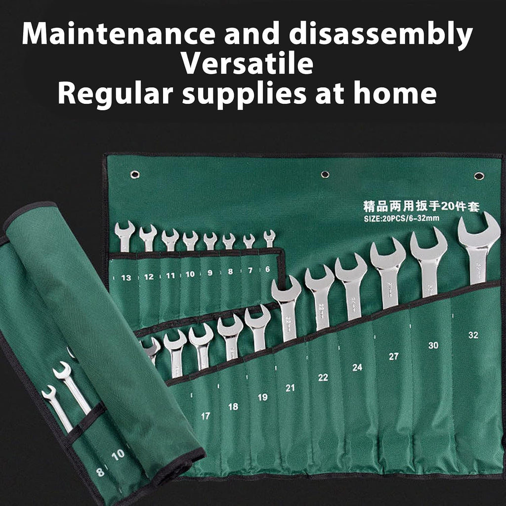 Combination Wrench Set Metric 20Pcs Vanadium Steel Spanner Chrome Plated Dual Wrenches Hand Tool for Mechanics and DIY Enthusiasts 6mm to 32mm