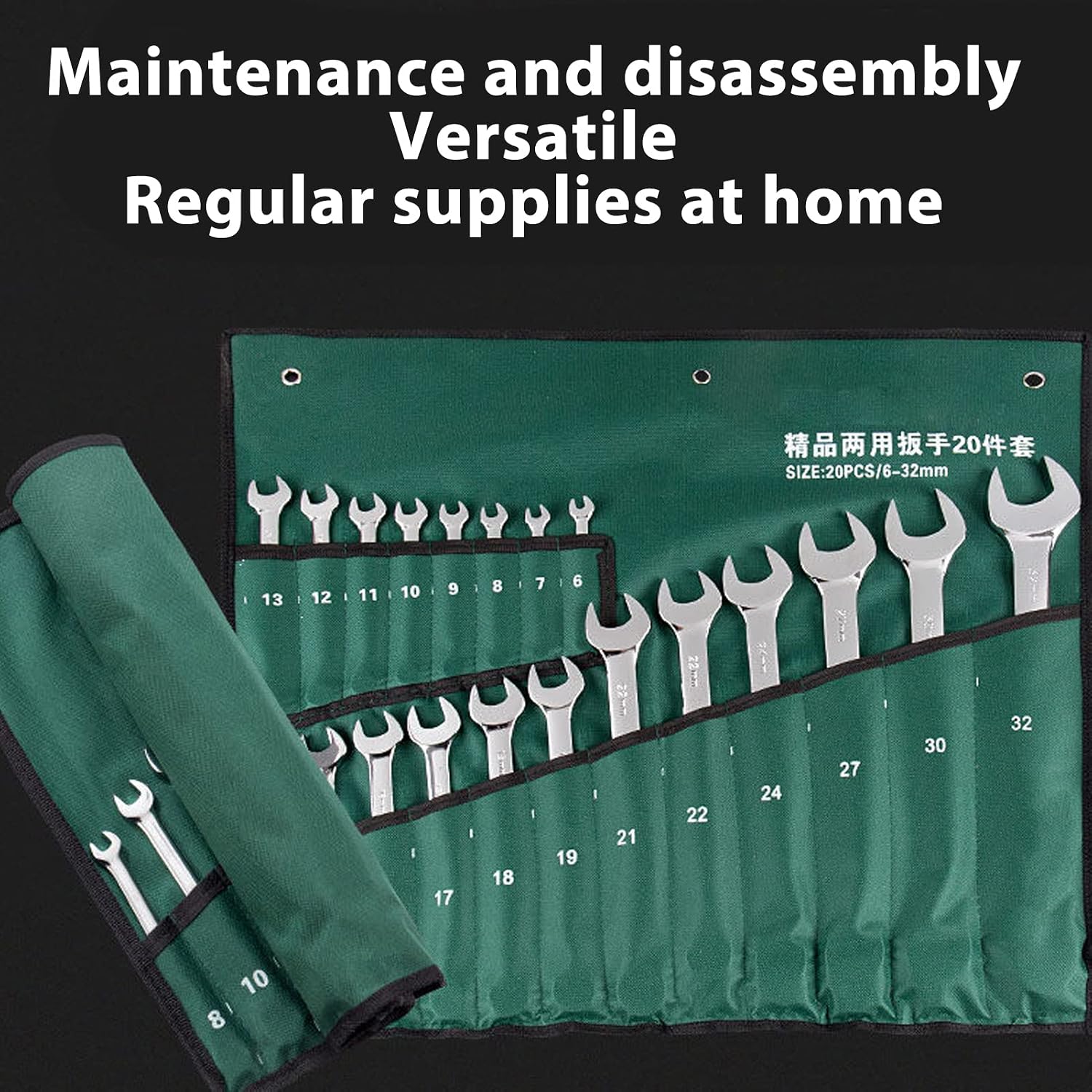 Combination Wrench Set Metric 20Pcs Vanadium Steel Spanner Chrome Plated Dual Wrenches Hand Tool for Mechanics and DIY Enthusiasts 6mm to 32mm