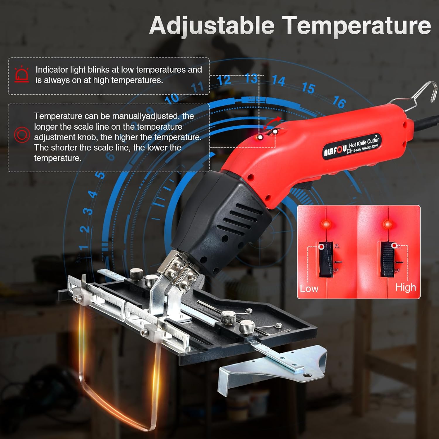 NLBFOU Hot Knife Cutting Tool Kit for Grooving/Sculpture/Cutting Air Cooled 200W (5 Blades) Pro Slotter Cutter Electric Hot Knife Foam Cutter for EPP, EPS, XPS, EVA, EPE, KT Board, Sponge