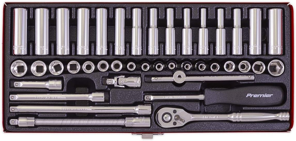 Sealey AK690 6 Point Walldrive-Duometric Socket Set, 1/4' Square Drive, 41 Pieces