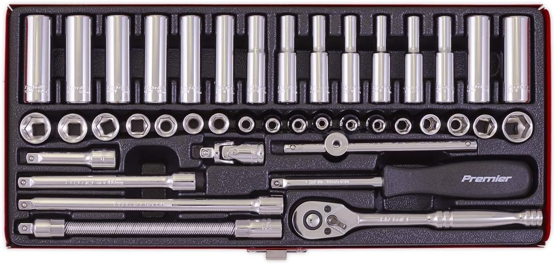 Sealey AK690 6 Point Walldrive-Duometric Socket Set, 1/4' Square Drive, 41 Pieces