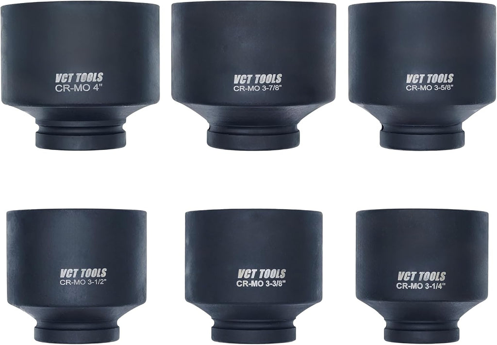 VCT 1' Drive Jumbo 6pc, Standard Impact Socket Set, Heavy-Duty 6-Point SAE 3-1/4' - 4'