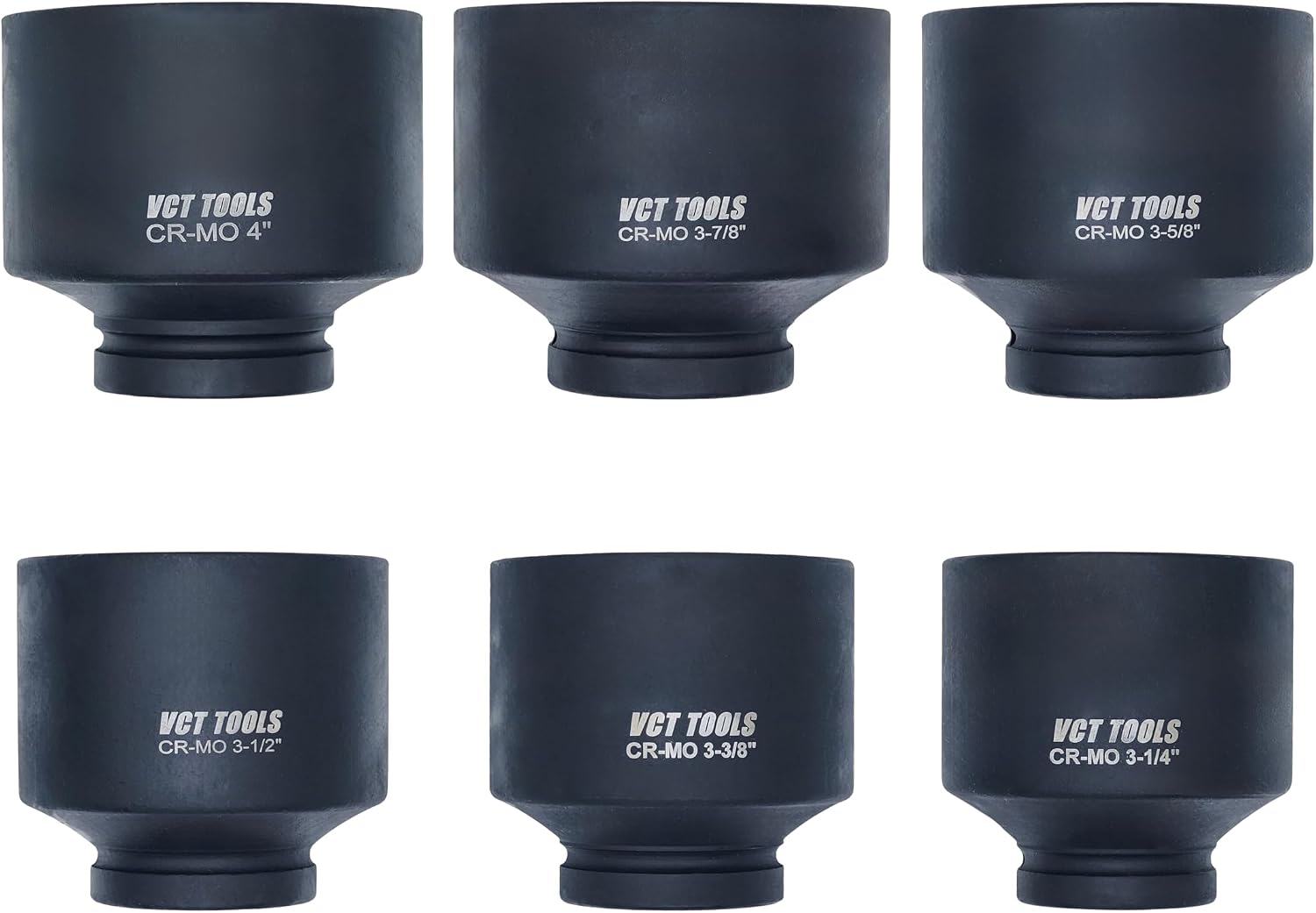 VCT 1' Drive Jumbo 6pc, Standard Impact Socket Set, Heavy-Duty 6-Point SAE 3-1/4' - 4'