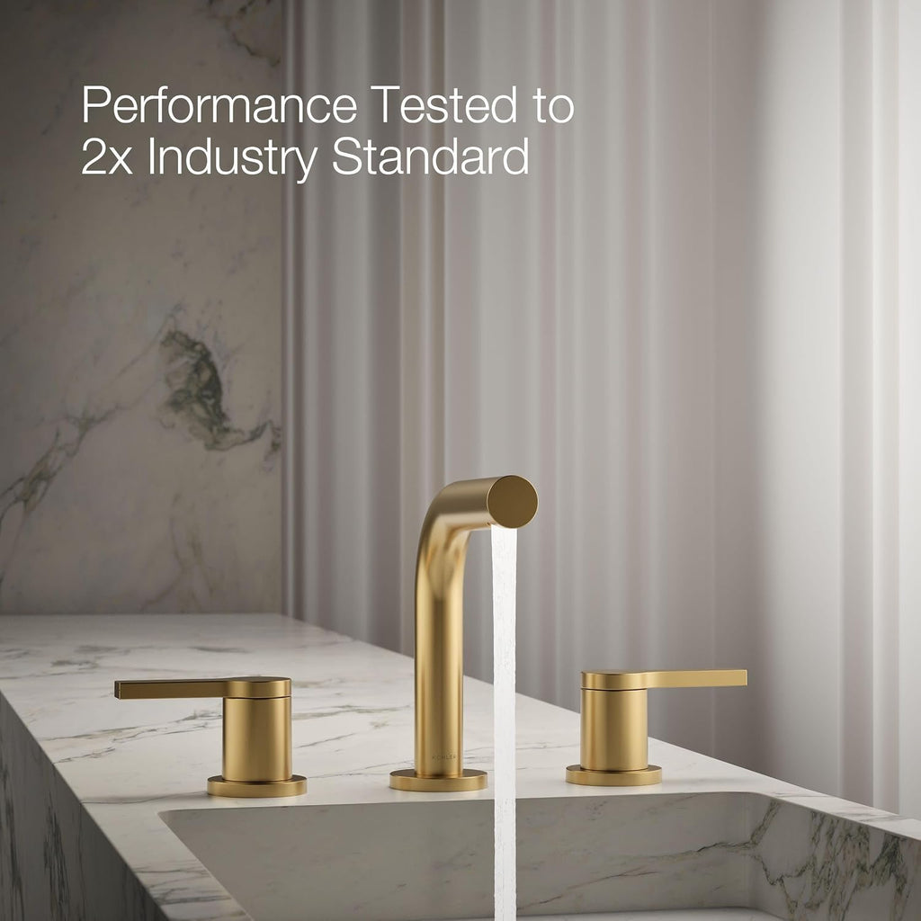 KOHLER K-33592-4K-2MB Elate® Widespread Bathroom Sink Faucet, Durable Brass Bathroom Faucets, Sleek Finish, 1.0 GPM, Vibrant Brushed Moderne Brass