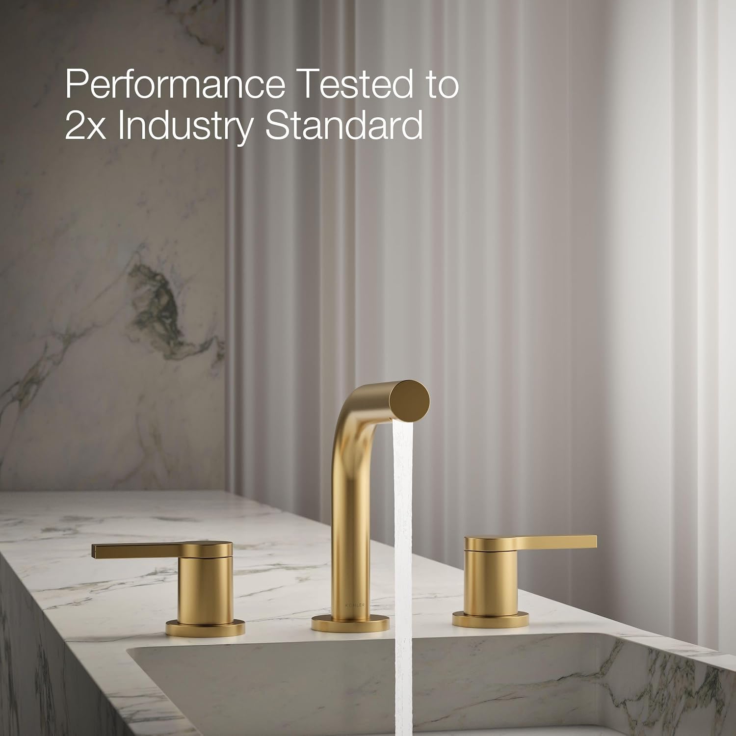KOHLER K-33592-4K-2MB Elate® Widespread Bathroom Sink Faucet, Durable Brass Bathroom Faucets, Sleek Finish, 1.0 GPM, Vibrant Brushed Moderne Brass