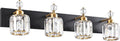 PRESDE 4-Light Crystal Bathroom Vanity Light, Modern Black and Gold Bathroom Lights Fixtures Over Mirror Modern Bath Wall Sconce