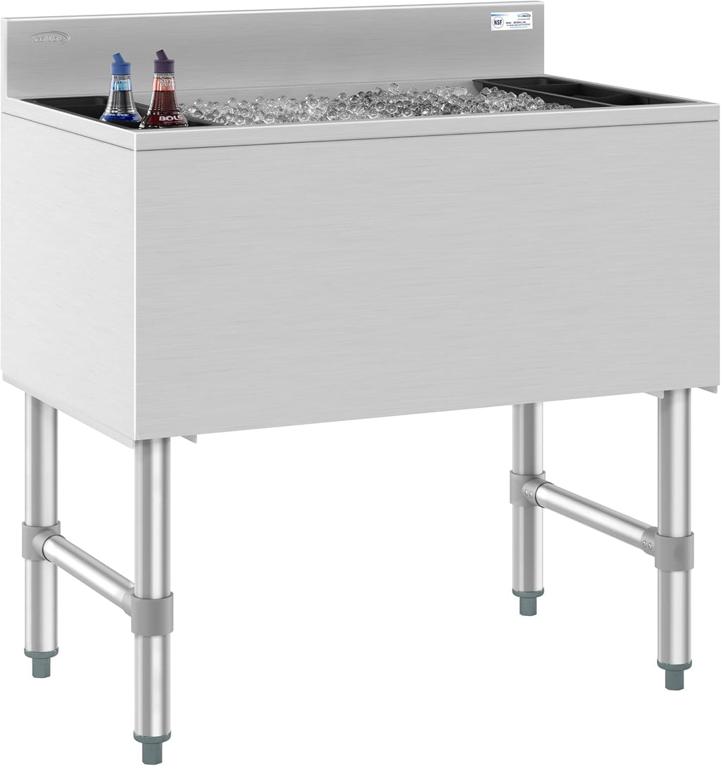 KoolMore 30 Inch Commercial Stainless Steel Underbar Ice Bin with Siding Lid, NSF Certified (KM-UIB-1830)