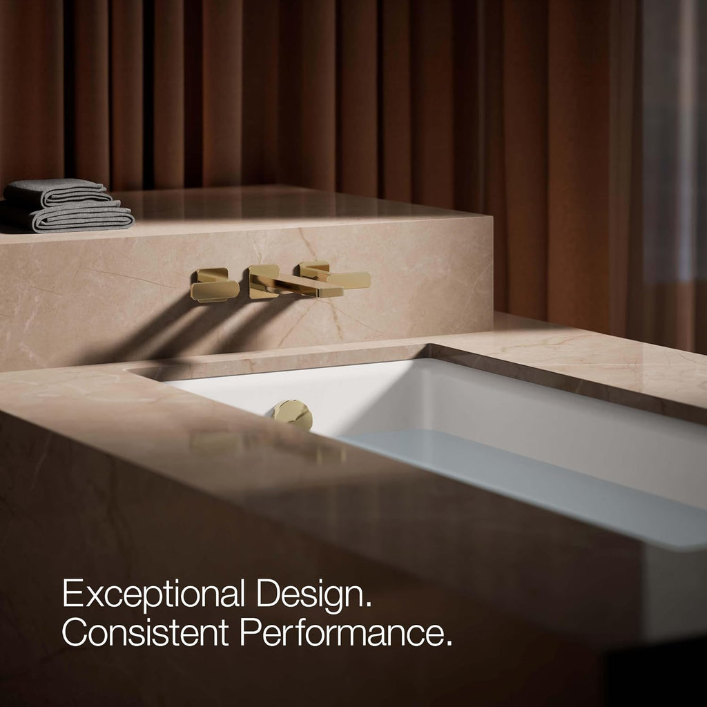 Kohler T23491-4-AF Parallel Two-handle Wall Mount Bath Faucet Trim with Lever handles, Vibrant French Gold
