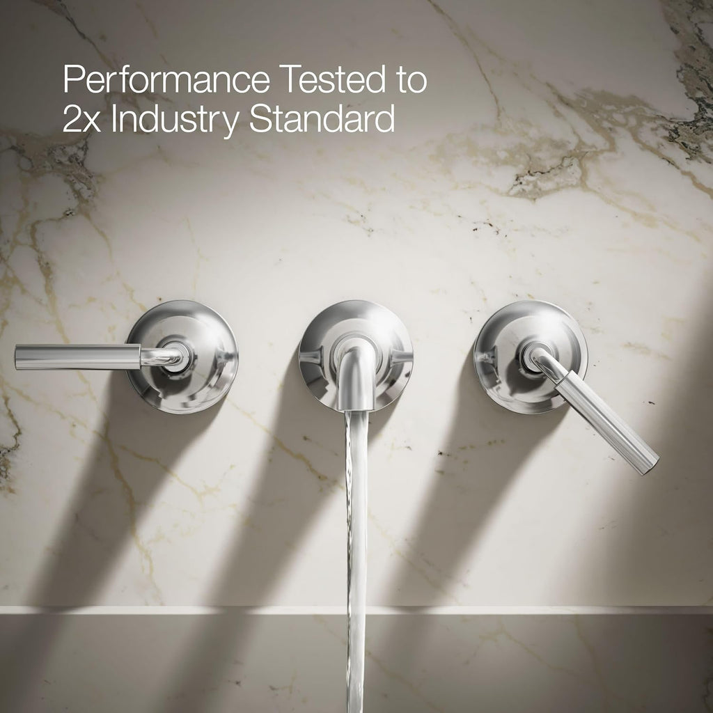 Kohler T26439-4-CP Tone Wall-Mount Bathroom Sink Faucet Set, Bathroom Faucet with Two Lever Handles, Polished Chrome