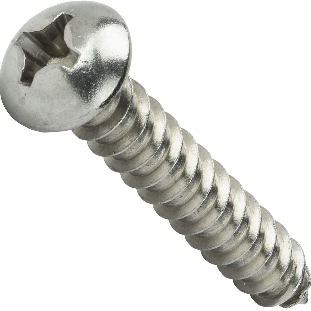#12 x 1'- Phillips Round Head Sheet Metal Screws 18-8 Stainless Steel 500 Pcs self Tapping Screws Metal B2B