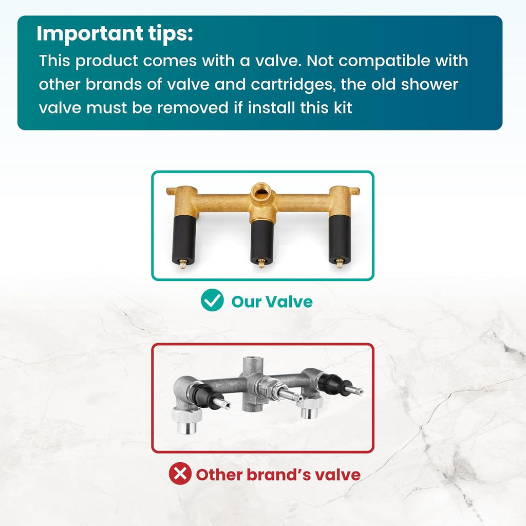 gotonovo 3 Handle Tub Shower Faucet Set,Shower System with Tub Spout,Shower Head and Handle Set with 6 Settings Handheld Spray Tub and Shower Faucet Combo Wall Mount Tub Shower Fixture Matte Black