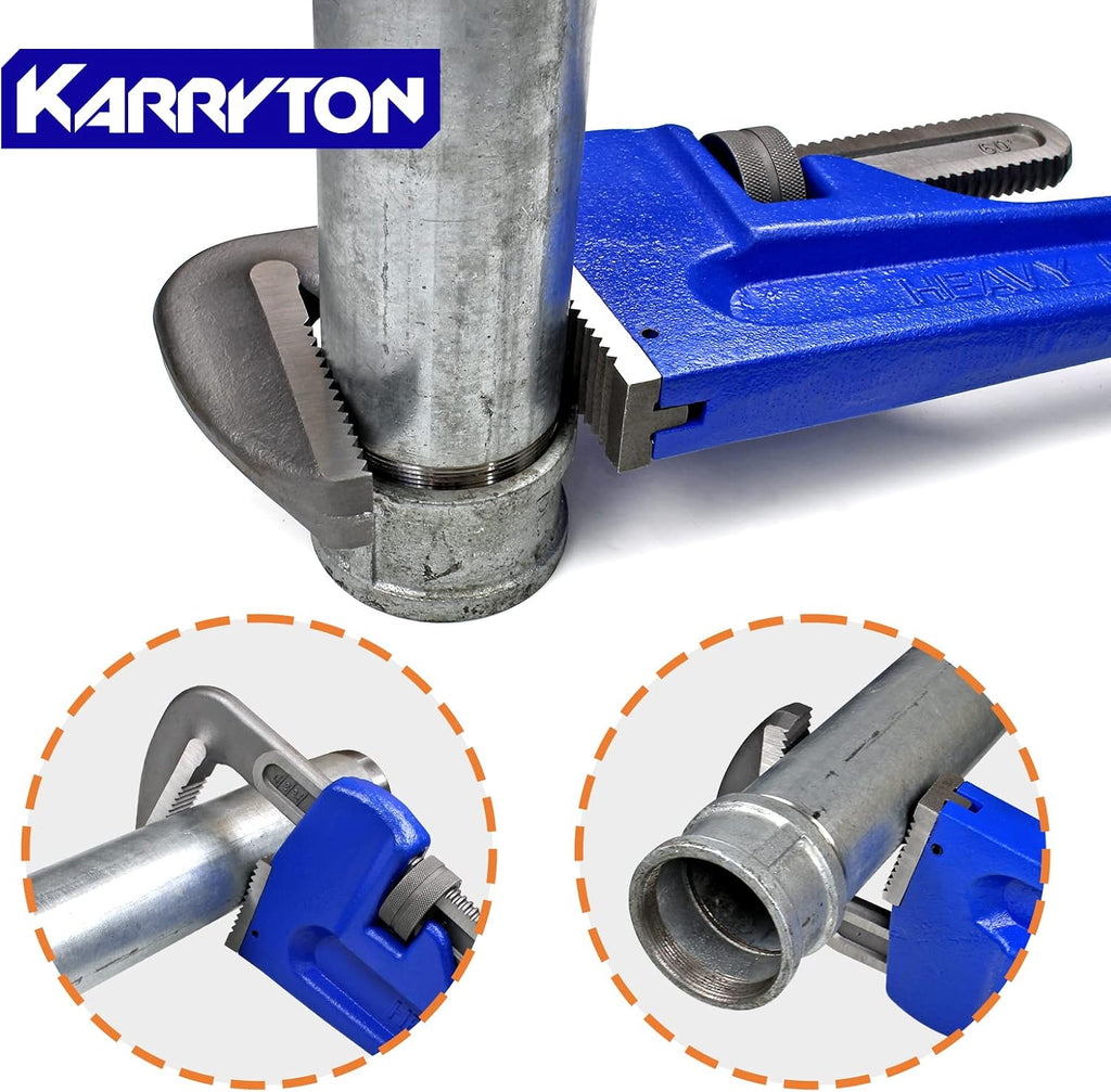 60 Inch Pipe Wrench, Cr-Mo Jaw Opening 9'/228mm Adjustable Heavy Duty Cast Iron Straight Handle Plumbing Wrench, Perfect Plumbers Tool for Oil Field, Plumbing, Construction and Mechanics