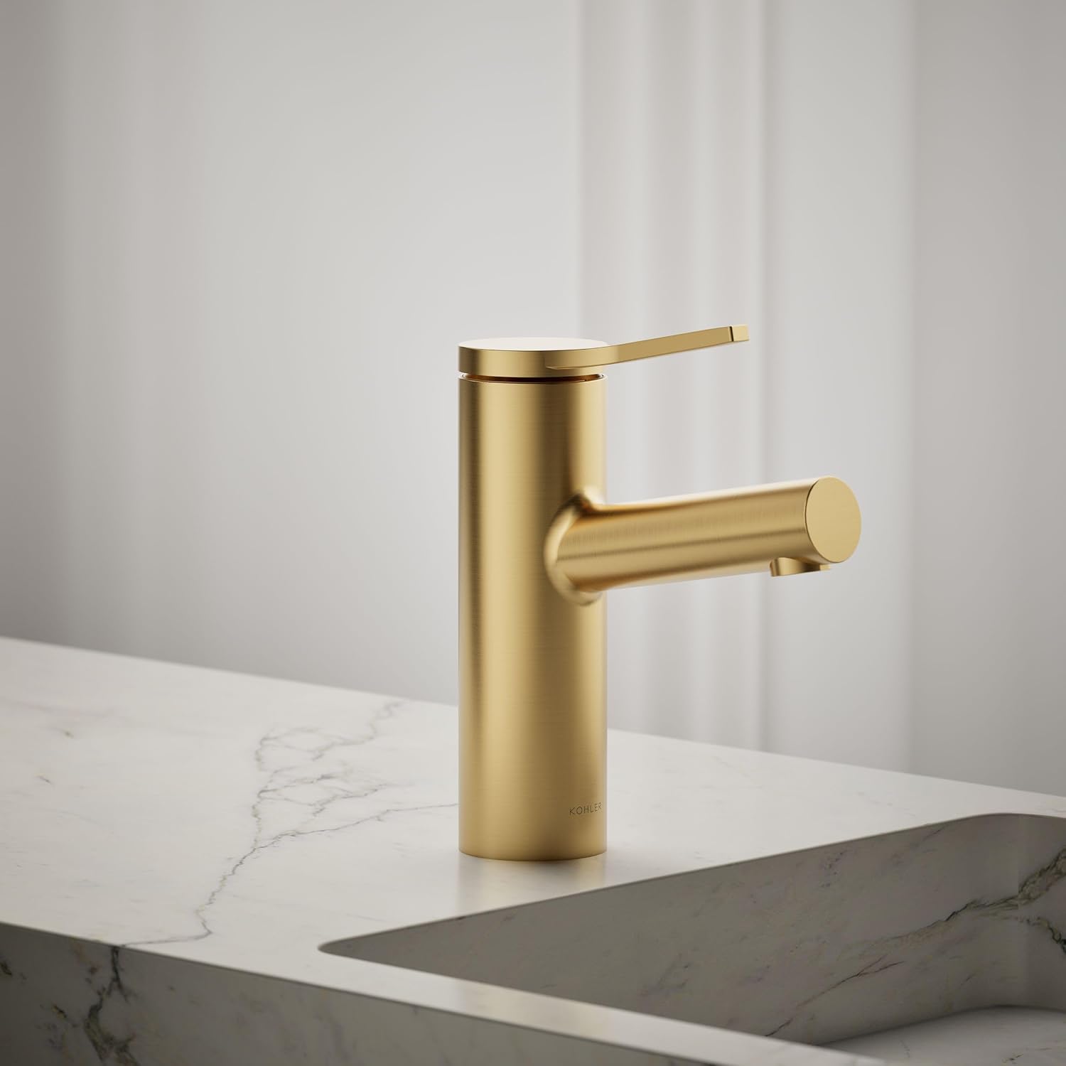 Kohler K-35048-4-2MB Elate® Single-Handle Bathroom Sink Faucet, Bathroom Faucets, 1.2 GPM, Vibrant Brushed Moderne Brass