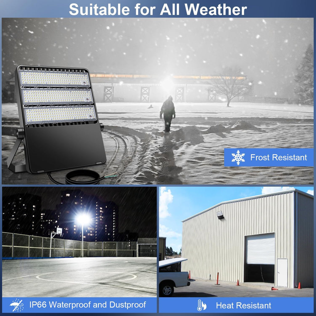 52200LM LED Stadium Flood Light Commercial Eqv 2400W Super Bright 145LM/W 5500K 360W LED Arena Light Outdoor 85-277V IP65 Waterproof Backyard Wall Yoke Mount Fixture 2 Pack