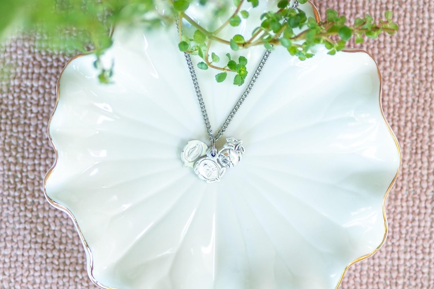 Heartland Women's Sterling Silver Triple Slide Rose with Miraculous Pendant + USA Made + Chain Choice