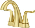 Pfister Willa Bathroom Sink Faucet 4 inch Centerset 2-Handle 3-Hole Vanity Faucet NSF Certified Brushed Gold Finish with Push & Seal Drain and TiteSeal Mounting Technology LF048MALBG