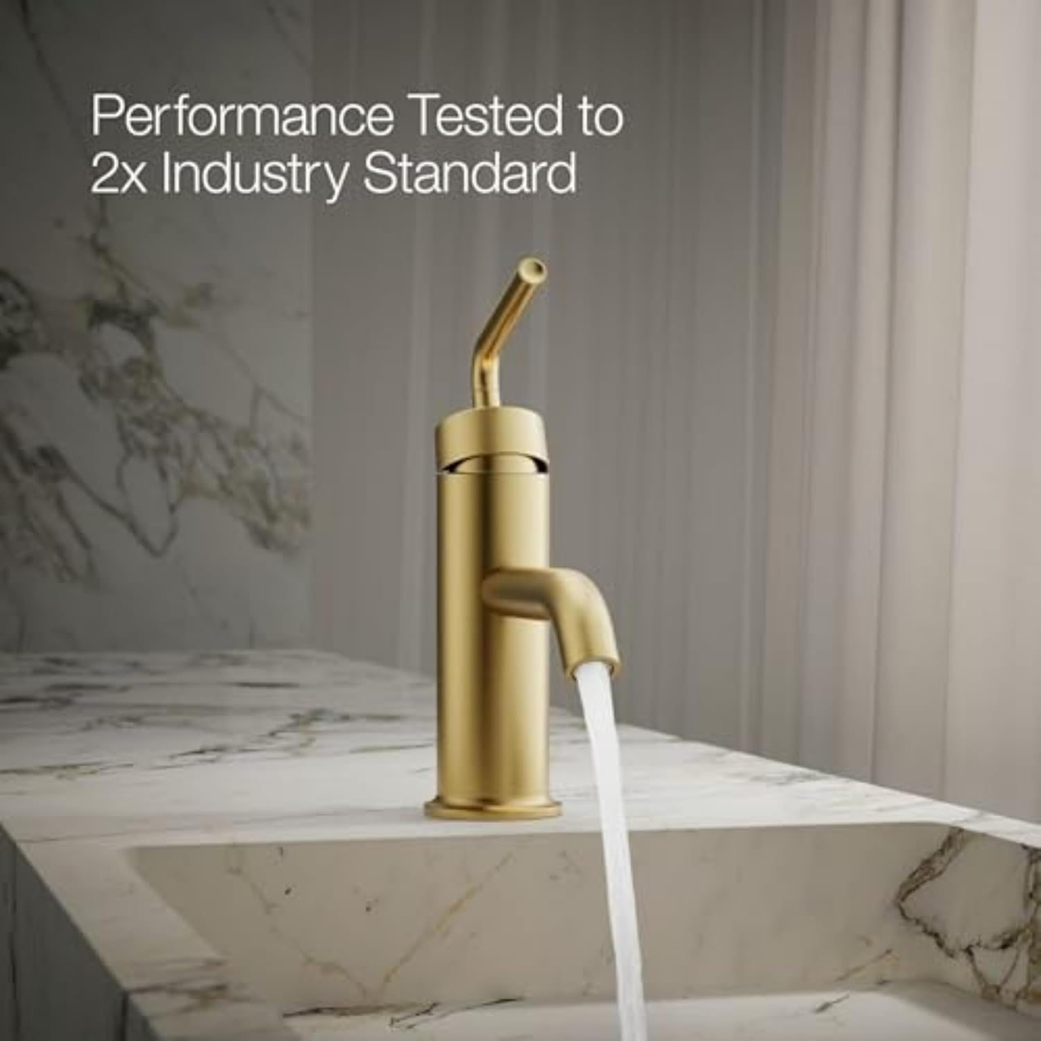 Kohler 14402-4A-2MB Purist® Single-Handle Bathroom Sink Faucet with Straight Lever Handle, 1.2 gpm, Vibrant Brushed Moderne Brass