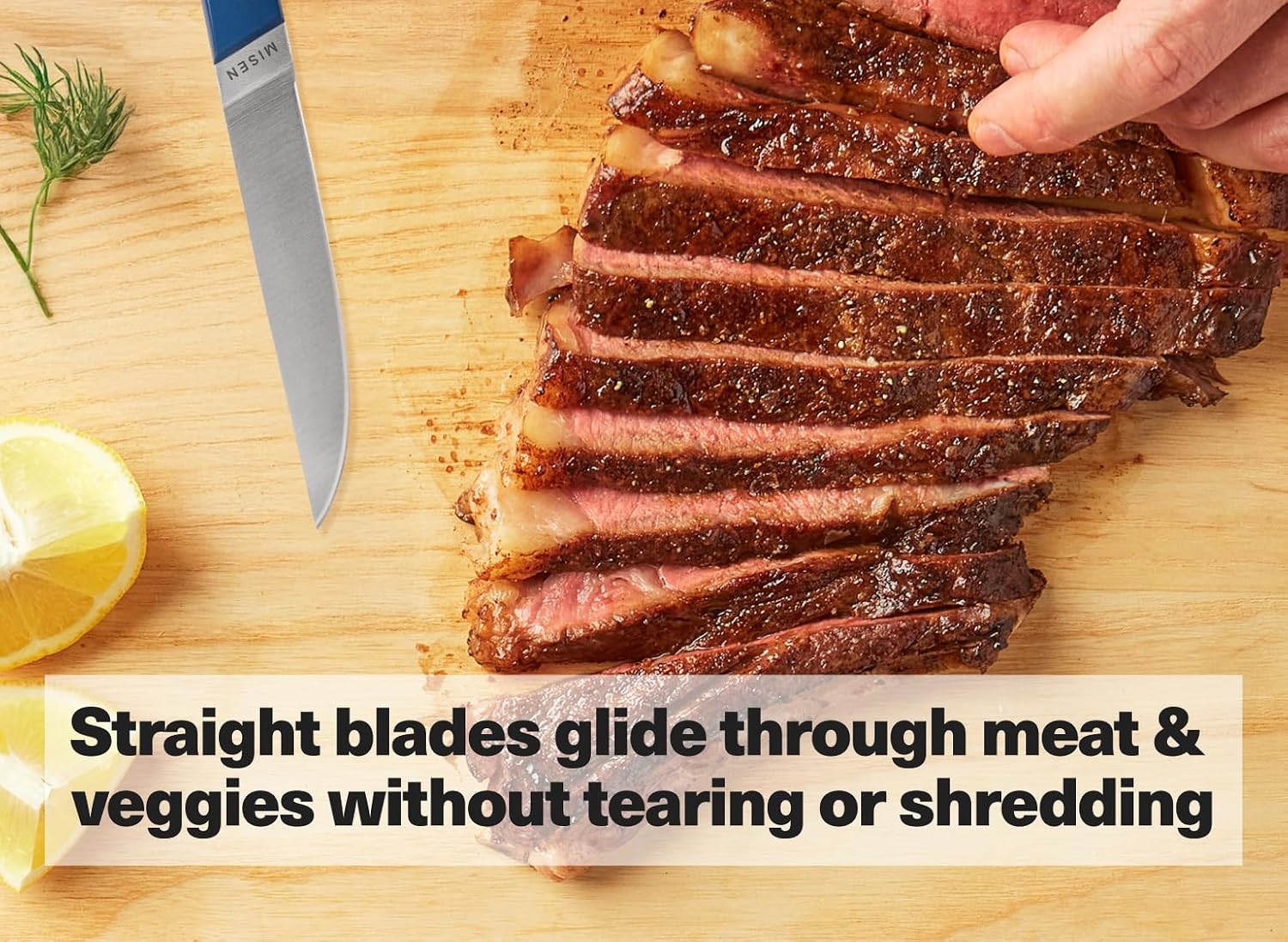 Misen ACUTO Straight-Edge 4-Piece Steak Knife Set - Precision Forged Full Tang Blades, Ergonomic POM Handles, Long-Lasting Sharpness, Easy to Maintain - For Professionals and Home Cooks - Red