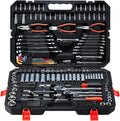 VEVOR Mechanics Tool Set, 314-Piece Mechanic Tool Kit, 1/4 in, 3/8 in, and 1/2 in Drive, Metric Socket Set, Wrenches, Screwdriver Bits, Accessories, and Storage Case, for Automotive and Home Repair