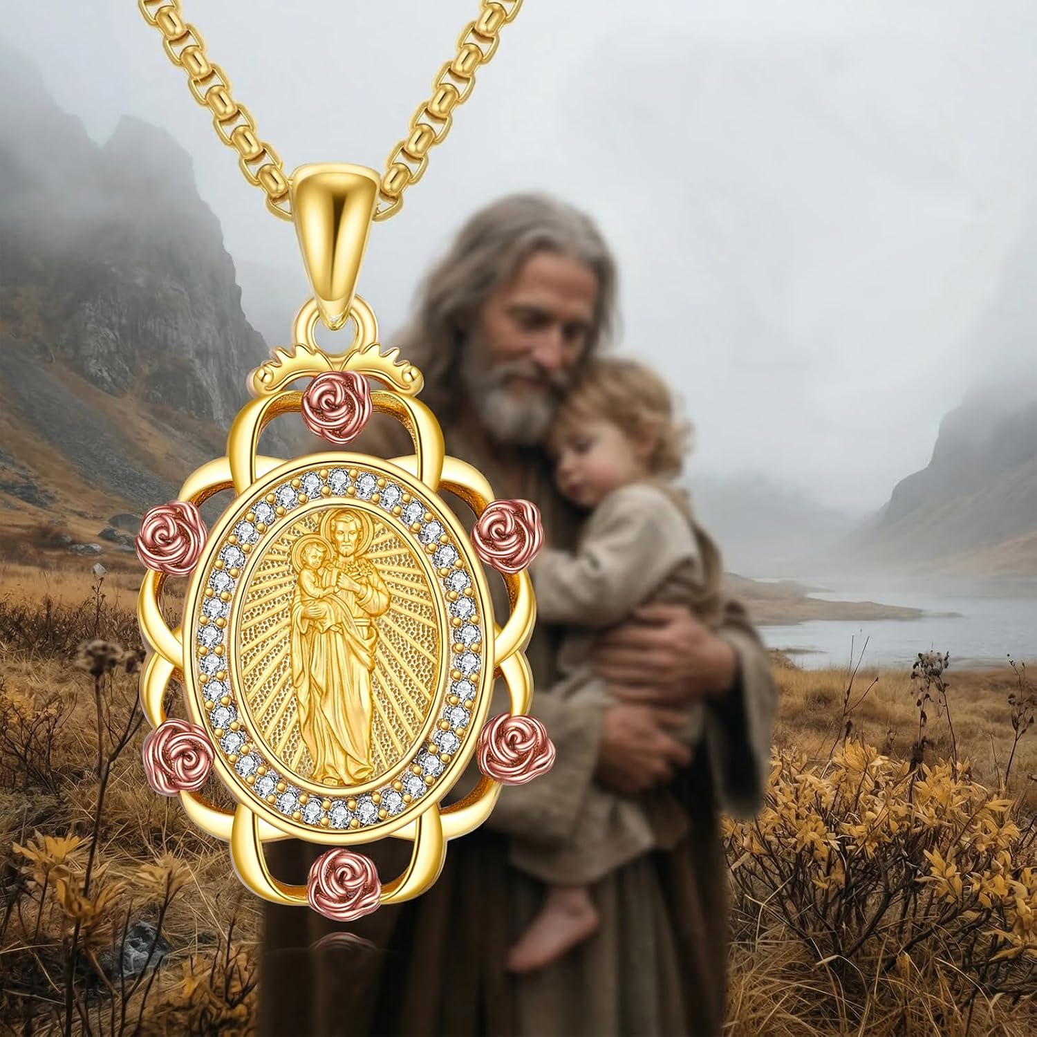 Sterling Silver St Michael/St Christopher/St Barbara/St Jude/St Dymphna/Virgin Mary Necklace Patron Saint Pendant Amulet Medal Religion Jewelry Gifts for Men Women