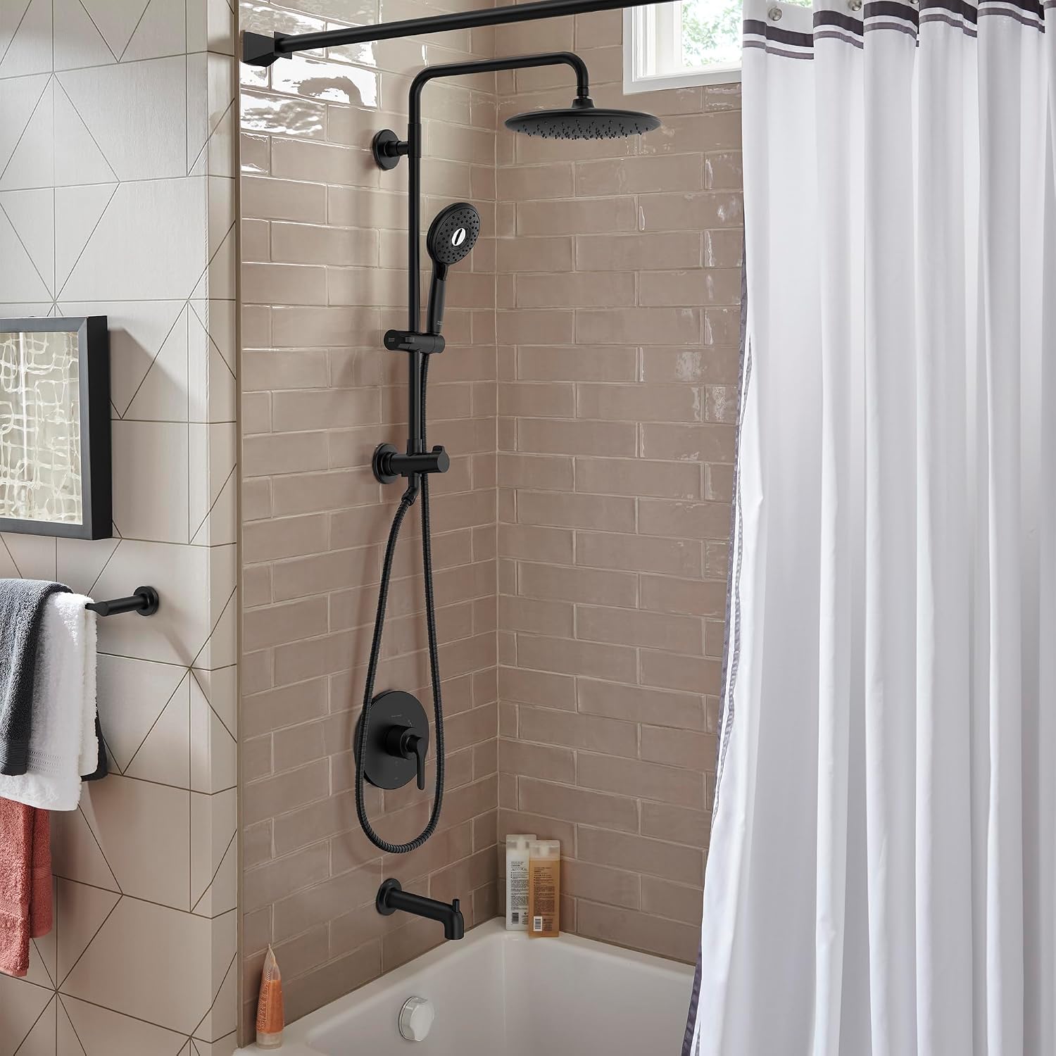American Standard 1029072430 Spectra Versa 24-Inch 4-Function Retrofit Shower System with Rain Shower Head with Handheld Sprayer, 1.8 GPM, Matte Black