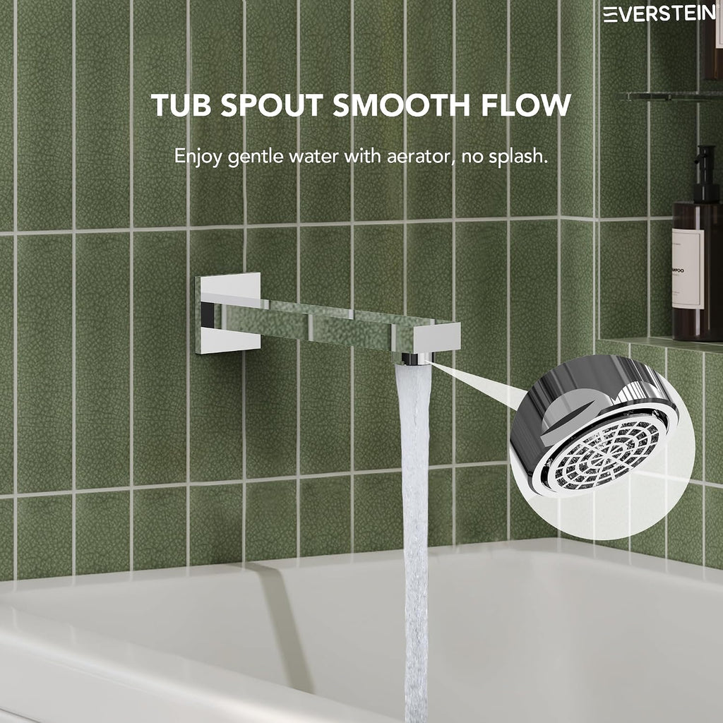 Shower Tub Faucet Set, 10' Bathroom Rainfall Shower Head Fixtures Combo with Handheld Spray and Tub Spout, Chrome (Valve Included)