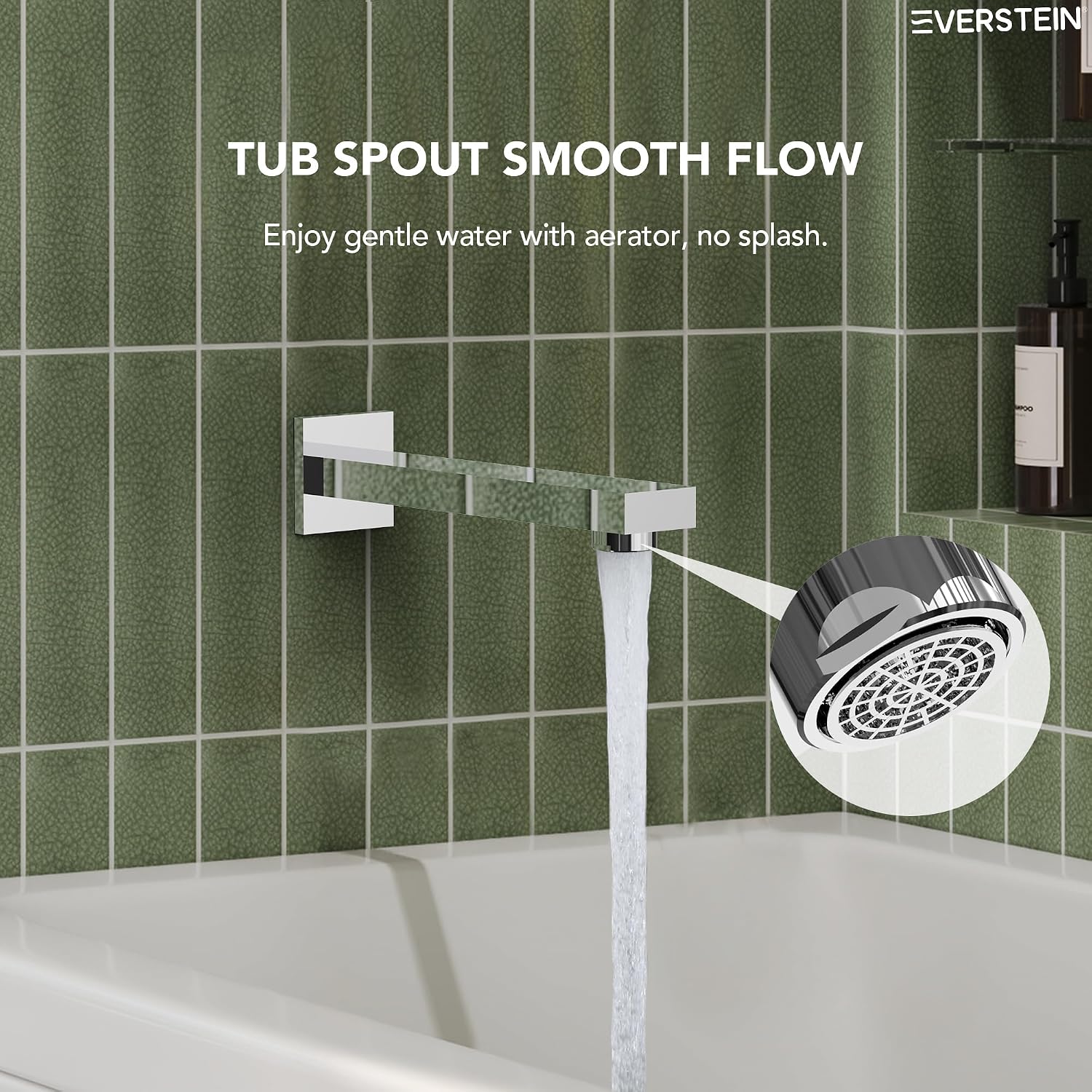 Shower Tub Faucet Set, 10' Bathroom Rainfall Shower Head Fixtures Combo with Handheld Spray and Tub Spout, Chrome (Valve Included)