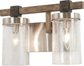 Minka Lavery 4632-106 Bridlewood Vanity Bath Light, 2-Light, 120 Total Watts, 14-in H x 8.75-in W, Stone Grey w/Brushed Nickel