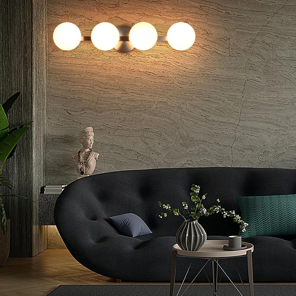 Bathroom Vanity Light Fixtures, Modern 4 Lights Globe Wall Sconce Lighting Brushed Nickel, Porch Wall Mount Light Fixture for Bathroom, Mirror Cabinets Hallway Stairs
