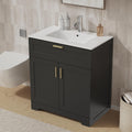 KIGOTY 30' Modern Bathroom Vanity with Ceramic Sink, Wooden Bathroom Storage Cabinet and Sink Combo Set, Freestanding Vanity Sink Cabinet with Faucet, Drawer and Soft-Closing Door (Black)