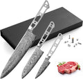 KATSURA Woodworking Project Kit – 3-Piece Chef Knife Set Blank – 8' Chef Knife+5' Inch Santoku+3.25' Inch Paring Knife – Japanese Premium AUS 10, 67 Layers Damascus Steel – Falcon Series – NO LOGO