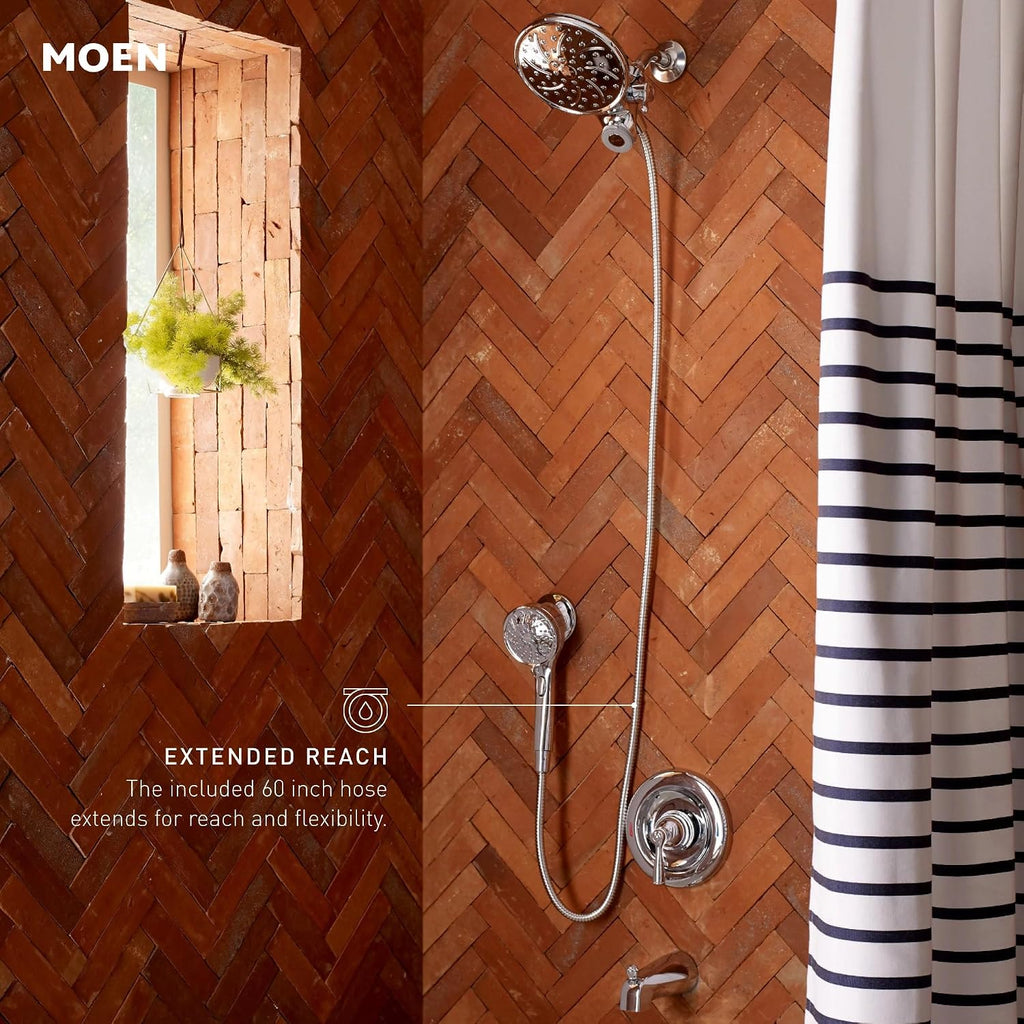 Moen Engage Chrome Magnetix 2-in-1 Combo Rain Showerhead with Detachable Handheld Shower Spray, Featuring Magnetic Docking System, 26009 (Pack of 2)