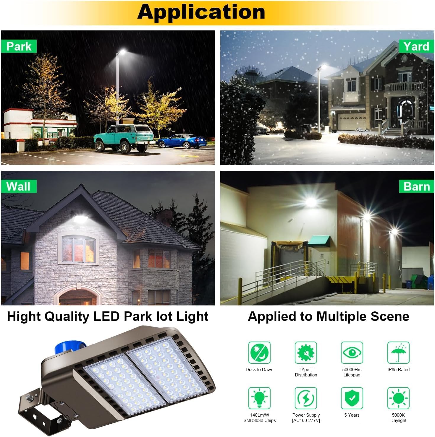 200W LED Parking Lot Light Outdoor,28000LM Bright Dusk to Dawn Floodlights Trunnion Yoke Wall Mount 5500K IP65 Waterproof Commercial Shoebox Barn Security Yard,Garage,Street Light 3 Pack