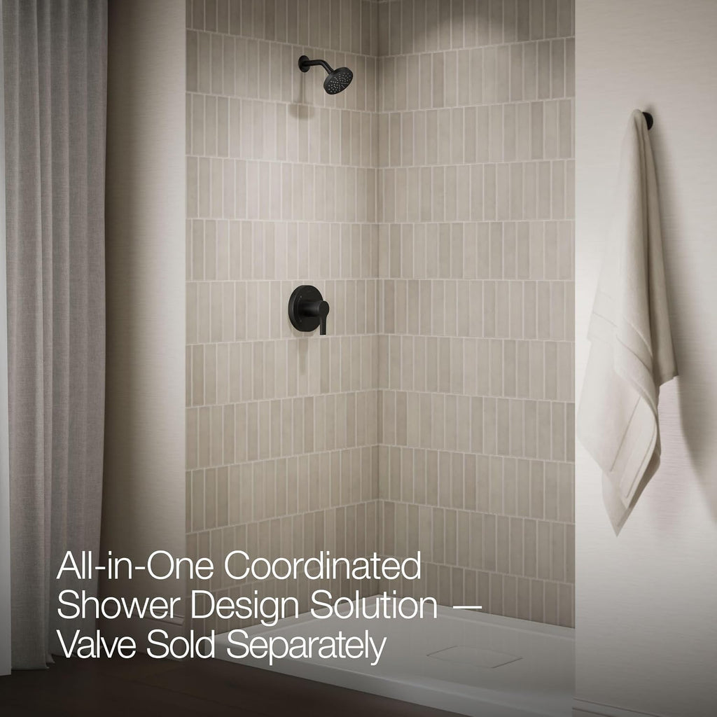 KOHLER TS35321-4G-BL, Elate Rite-Temp Shower Trim with Single Function 1.75 GPM Showerhead, Matte Black, Modern Shower Fixture, Water-Saving Design