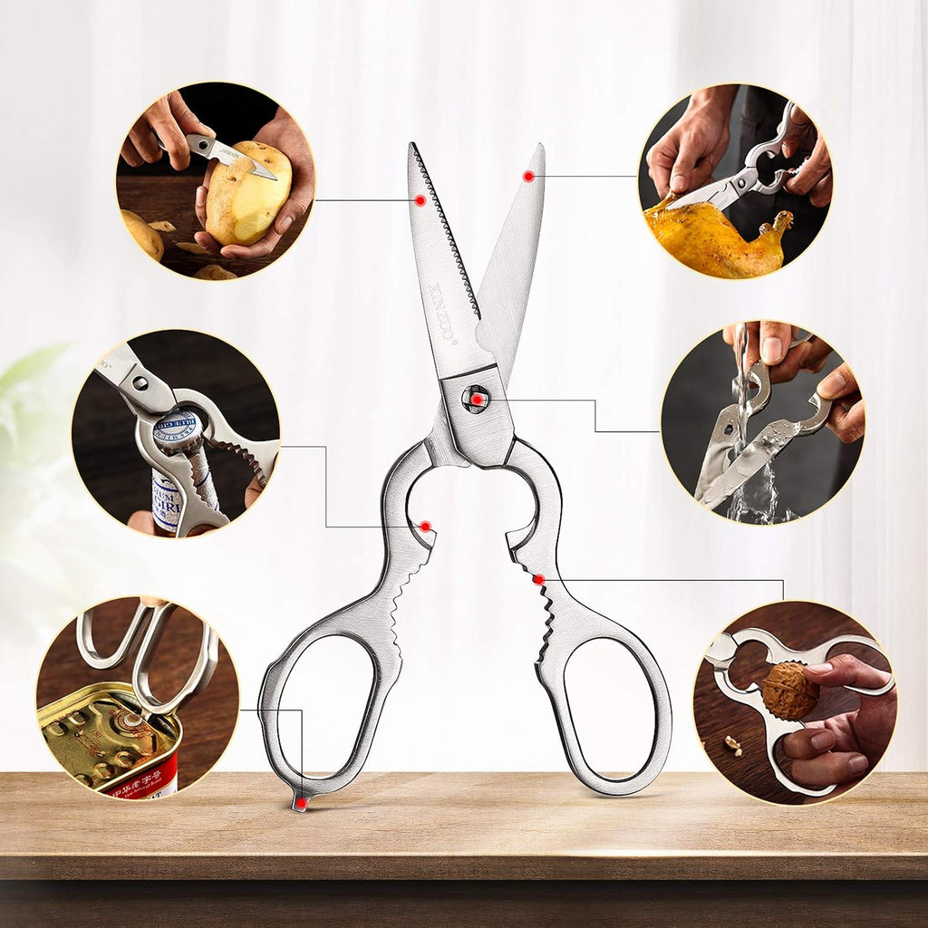 XINZUO 7PCS Knife Block Set,Professional Damascus Steel Chef Knife Santoku Bread Utility Fruit Knife with Multifunctional Kitchen Shears,Ergonomic Rosewood Handle